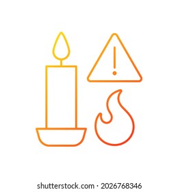 Fire Danger From Candles Gradient Linear Vector Manual Label Icon. Fire Hazard. Thin Line Color Symbols. Modern Style Pictogram. Vector Isolated Outline Drawing For Product Use Instructions