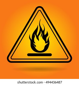 Fire Danger Safety Sign Icon Flat Vector Illustration