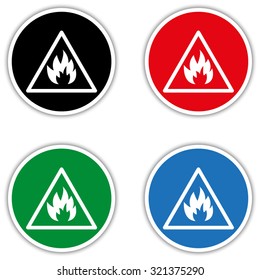 Fire danger sign - black vector icon