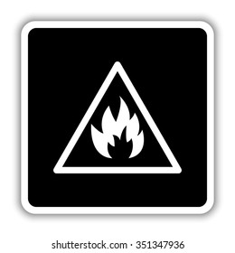 Fire danger sign - black vector icon
