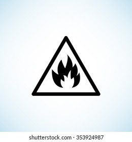 Fire danger sign -  black vector icon