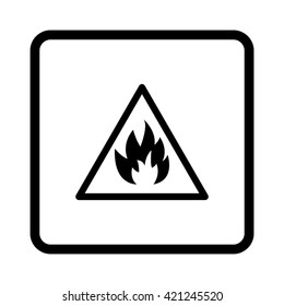 Fire danger sign -  black vector icon