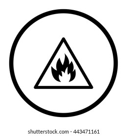 Fire danger sign -  black vector icon