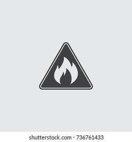 Fire danger sign icon in a flat design in black color. Vector illustration eps10