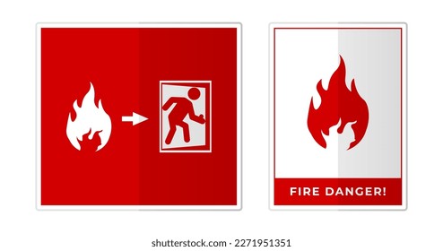 Fire danger Sign Label Symbol Icon Vector Illustration