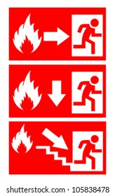 Fire danger signs set, vector illustration