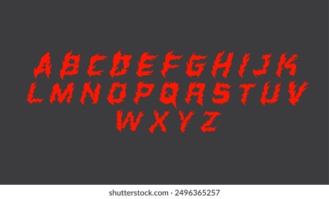 Fire Dark Lettering vector font type style Gothic red flaming, fire print designs font concept for apparel print design