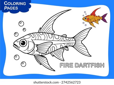 Fire Dartfish blank outline