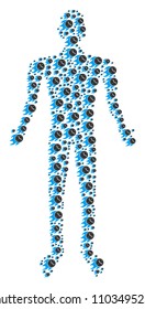 Fire deadline clock person representation. Vector fire deadline clock icons are united into male composition.