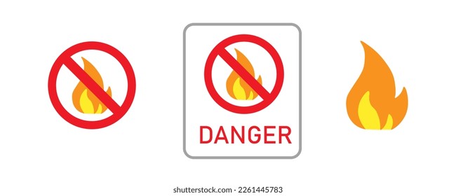 Fire denger icon. Flame set vector ilustration.