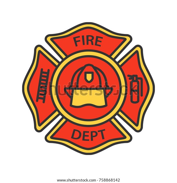 Fire Department Badge Color Icon Firefighting Stock Vector (Royalty ...