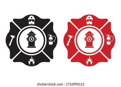 Fire Department badge Illustration Design,  fire department emblem. logo vector icon. 