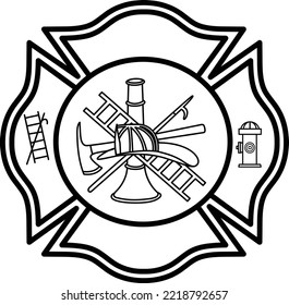 Fire Department Badge Layout (Editable file) - Vector Illustration
