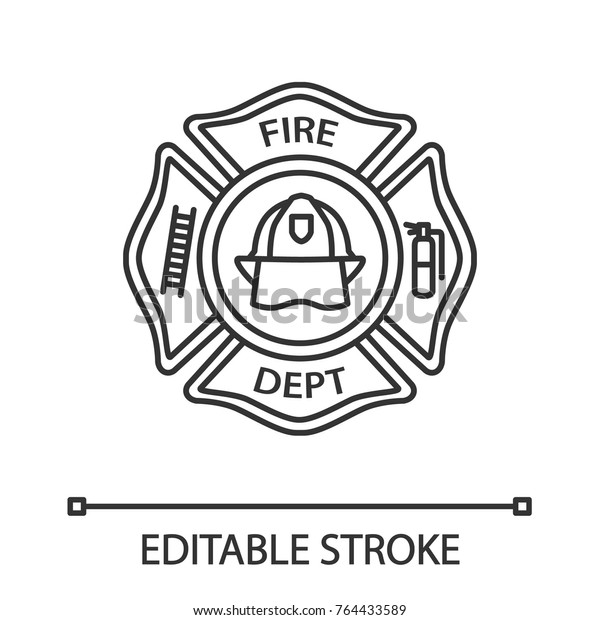 Fire Department Badge Linear Icon Firefighting Royalty Free