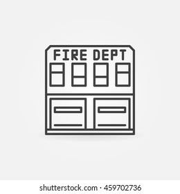 Fire department building icon - vector fire station building symbol or logo element in thin line style