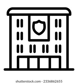 Fire department building line icon. Emergency fire station outline style pictogram on white background. Firefighter signs for mobile concept and web design. Vector graphics