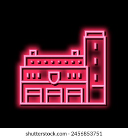 fire department building neon light sign vector. fire department building illustration