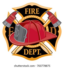 Fire Department Cross Symbol is an illustration of a fireman or firefighter Maltese cross emblem Great for t-shirts and flyers.