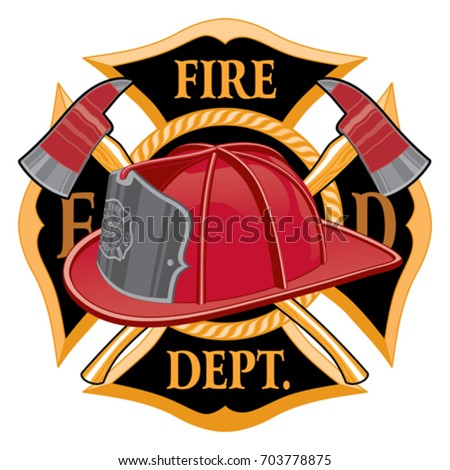 Fire Department Cross Symbol is an illustration of a fireman or firefighter Maltese cross emblem Great for t-shirts and flyers.