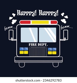 fire Department firetruck hand drawn