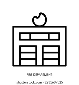 fire department icon. Line Art Style Design Isolated On White Background