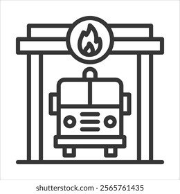 Fire Department Icon Vector Illustration Outline Style