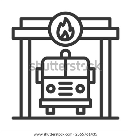 Fire Department Icon Vector Illustration Outline Style