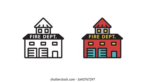 Fire Department icon in the vector. Symbol of a fire station in a modern flat style. The sign is linear, isolated on a white background.