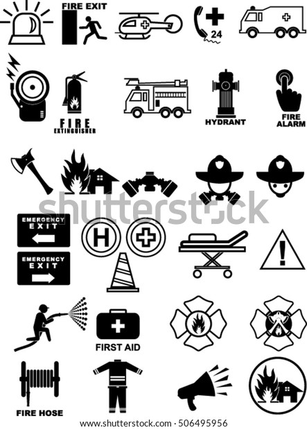 Fire Department Icons Vector Vector De Stock Libre De Regalías 506495956 Shutterstock 6929