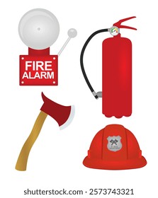 Fire department items set. vector illustration