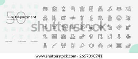 Fire Department Line Editable Icons set. Vector illustration in modern thin line style of Fire Department icons: department, firefighter, fireman, etc