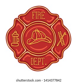 Fire Department Maltese Cross Vintage fire department Maltese. Vector illustration