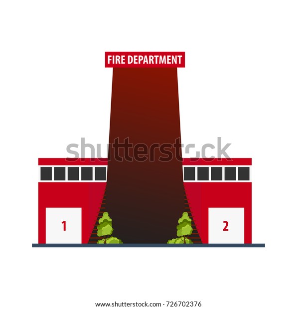 Fire department Modern building in flat style\
isolated on white\
background