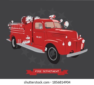 Fire department old red truck