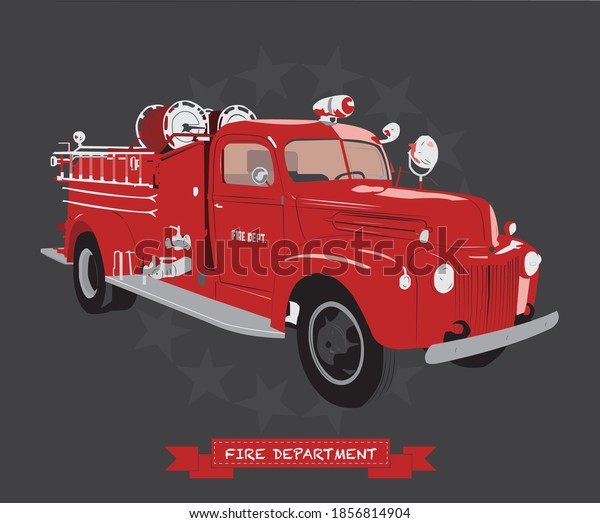 Fire department old red\
truck