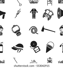 Fire department pattern icons in black style. Big collection of fire department vector symbol stock illustration