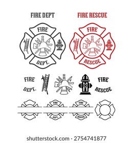 Fire department rescue emblem set vector