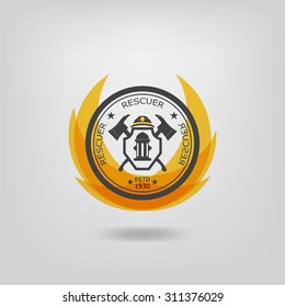 Fire department rescue and protection volunteers and professional firefighter 