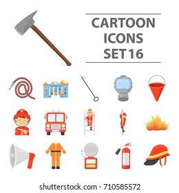 Fire department set icons in cartoon style. Big collection of fire department vector illustration symbol.