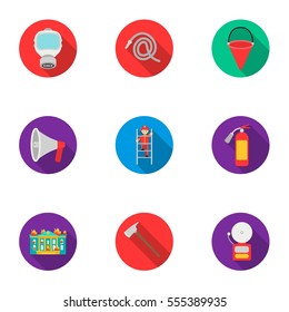 Fire department set icons in flat style. Big collection of fire department vector symbol stock illustration