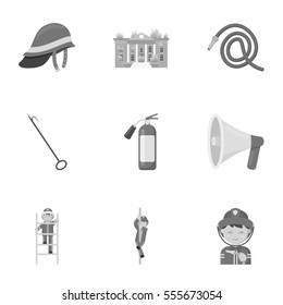 Fire department set icons in monochrome style. Big collection of fire department vector symbol stock illustration
