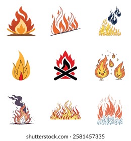 Fire Department Silhouette Icons | EPS10