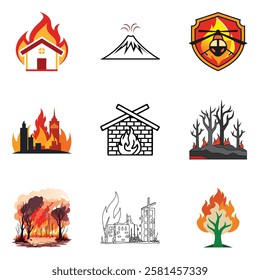 Fire Department Silhouette Icons | EPS10