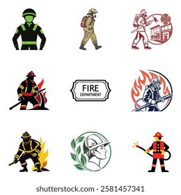 Fire Department Silhouette Icons | EPS10