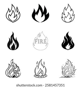 Fire Department Silhouette Icons | EPS10