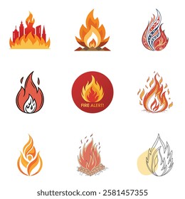 Fire Department Silhouette Icons | EPS10