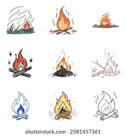 Fire Department Silhouette Icons | EPS10