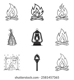 Fire Department Silhouette Icons | EPS10