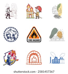 Fire Department Silhouette Icons | EPS10