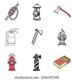 Fire Department Silhouette Icons | EPS10